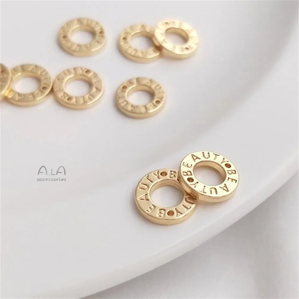 14K Gold Envelope Letter Donut Double Hole Ring Accessories DIY Bracelet Jewelry Connection Pendant Handmade Materials K174