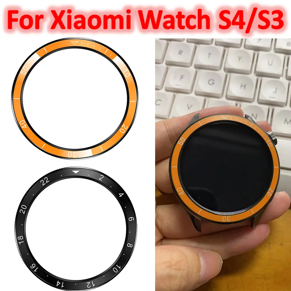 Yellow PC Watch Bezel Frame For Xiaomi Watch S4/S3 Cover Ring Bumper Adhesive Case Bezel Outer Ring Replacement Watch Accessory
