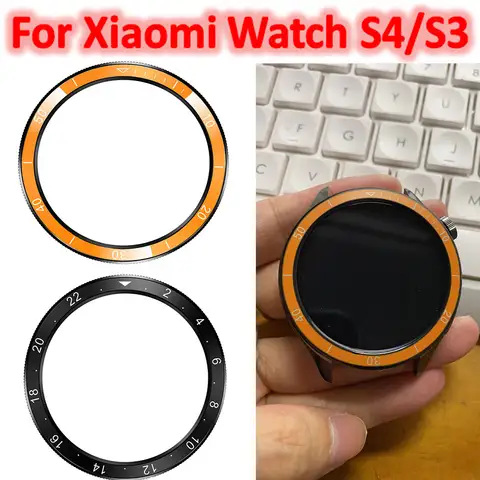Xiaomi Watch S4/S3 커버 링 범퍼 접착 케이스 베젤 외부 링 교체 시계 액세서리 용 노란색 PC 시계 베젤 프레임