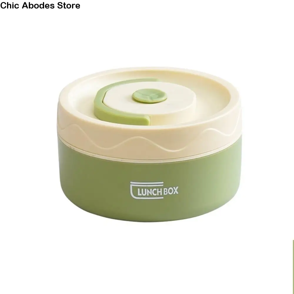 

Sealed Ceramic Liner Lunch Box Round Shape Stackable Insulated Lunch Box Practical Dishwasher Safe Thermal Lunch Container