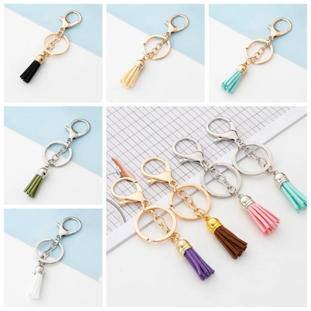 Lanyard Leather Tassel Keyring Lobster Swivel Suede Leather Leather Tassel Key Chian Diy Jewelry Exquisite Tassel Keyring Charm