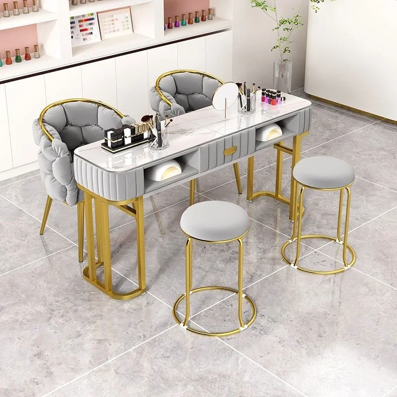 

Modern Luxury Nail Tables Marble Tabletop Reception Desks Storage Tavolo Manicure Fashion Mesa De Manicura Salon Furniture LVNT