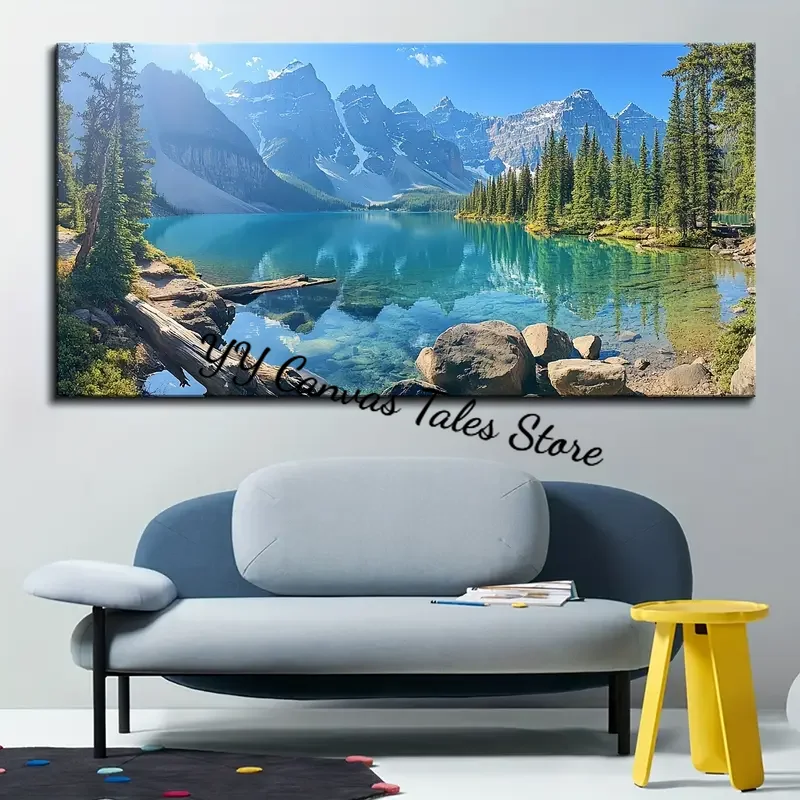 1pc frameless Canvas Painting 1.5 Inch No Frame, Colorado Murals, Snowy Mountains And Lake Moran National Park, Landscape Modern
