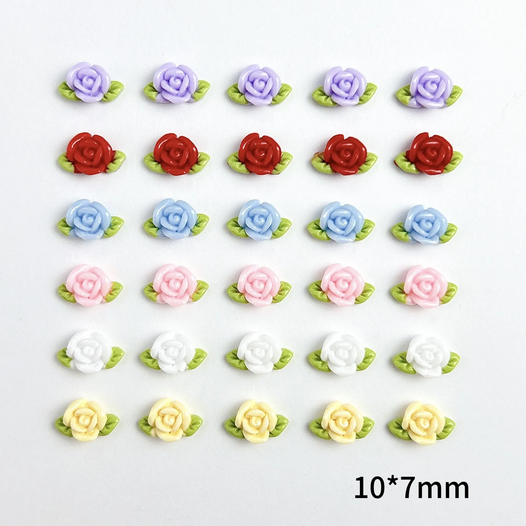 20 Stück Blätter- und Blumen-Nagelcharms 5D Harz Leuchtende Rosen-Nageldekorationen 10*7mm Mehrfarbige Blumen Trendige Nagelkunst-Accessoires DIY