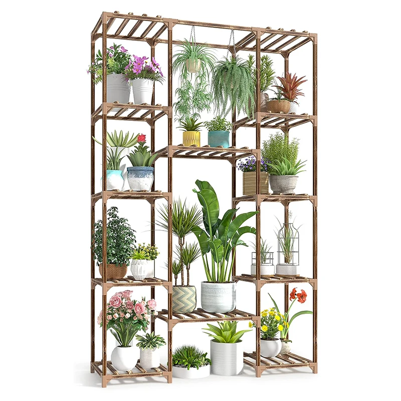 

New Design Wood Plant Stand for Indoor Outdoor Tall Plant Stands Shelf Hanging Shelves Rack 12 Potted Flower Holder Rackpromote