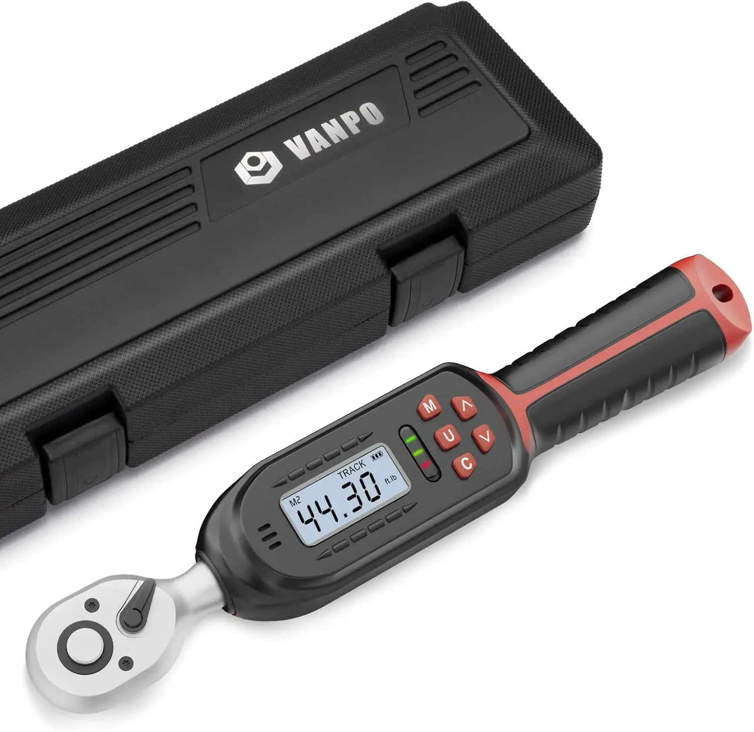 3/8 Inch Digital Torque Wrench With Preset Values, 2.2-44.3 Ft-Lbs/3-60Nm, Buzzer And Led Notification, Small Electronic Torque