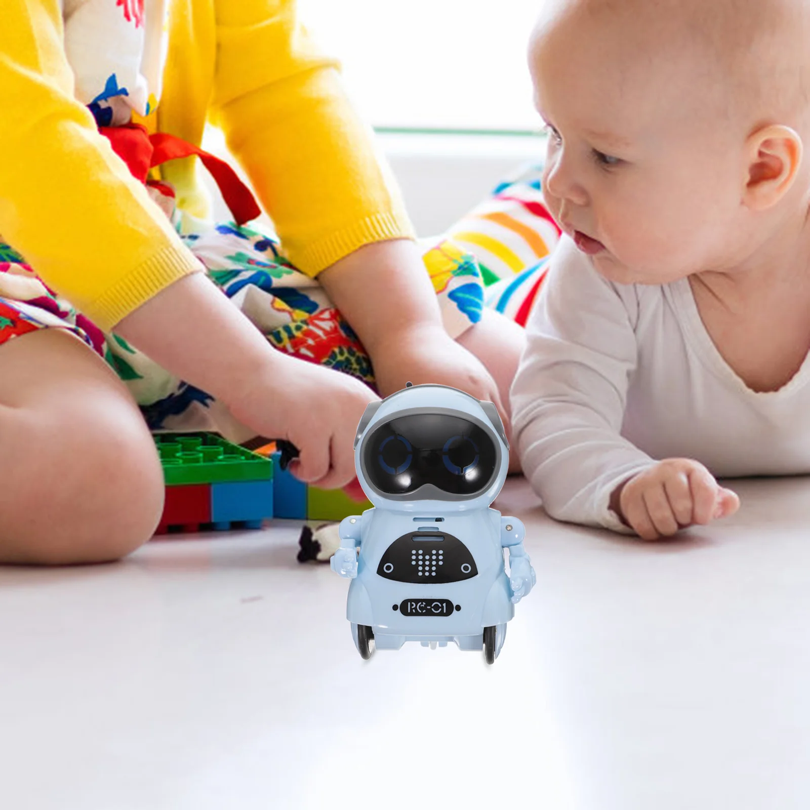 Rc Robot Voice Interactive Sound Control Robot Walk Dance Sound Control Led Light Kids Educational Kit Sky-Blue #4