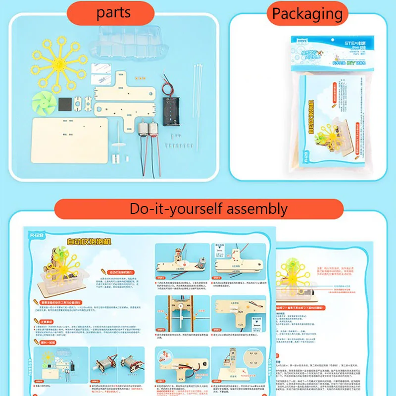 Giocattoli educativi in legno macchina per bolle fai da te assemblaggio di modelli kit di materiali studenti tecnologia scientifica educativa giocattoli per bambini