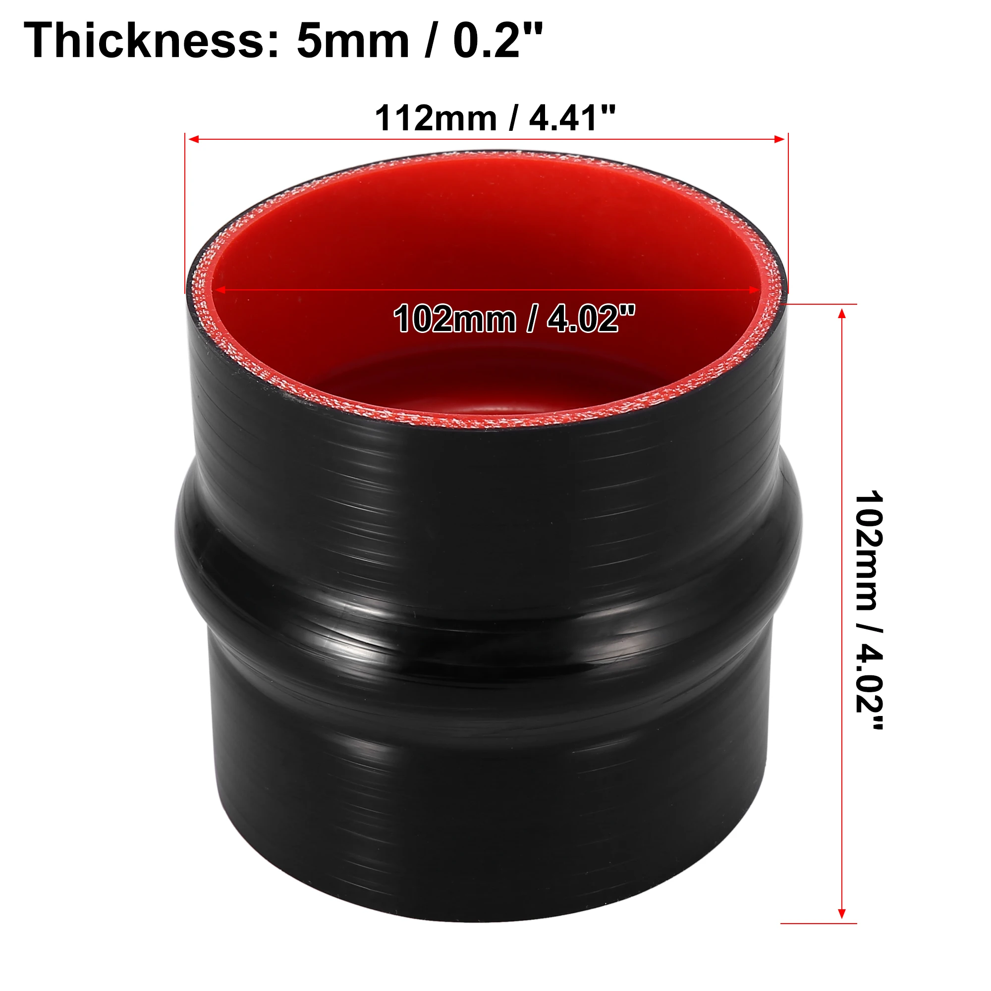 UXCELL 51 mm/63 mm/76 mm/89 mm/102 mm Innendurchmesser, gerader Silikon-Reduzierschlauch, Silikonschlauchkupplung, Ladeluftkühlerrohr, 102 mm Länge