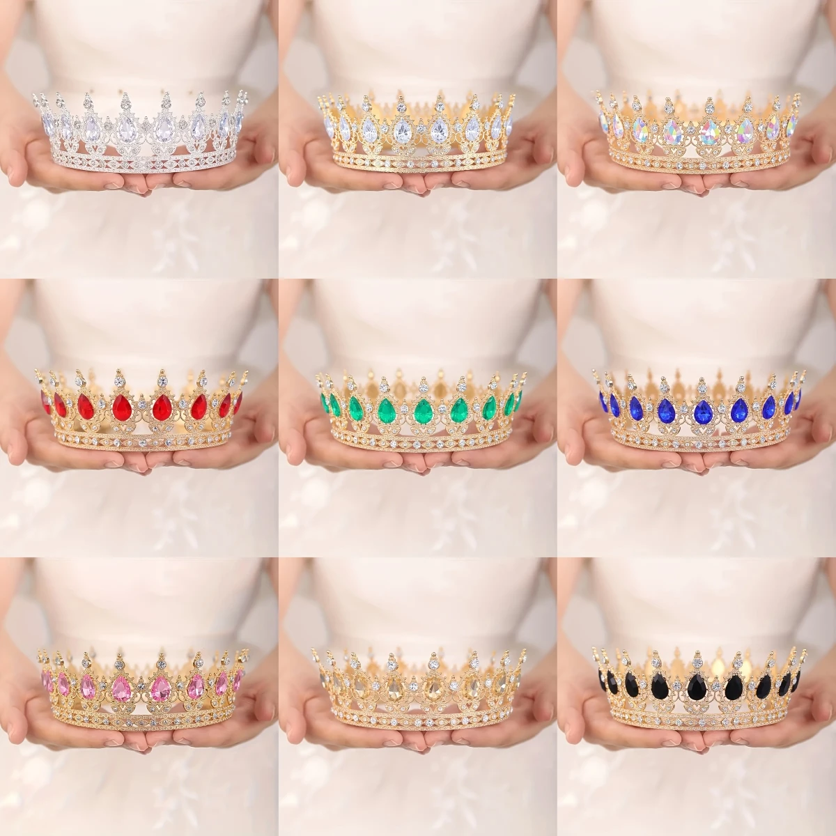 

Барочные круглые тиары и короны из хрусталя, ободок с камнями, корона-диадема для выпускного вечера, свадебные аксессуары для волос, ювелирные украшения, подарок