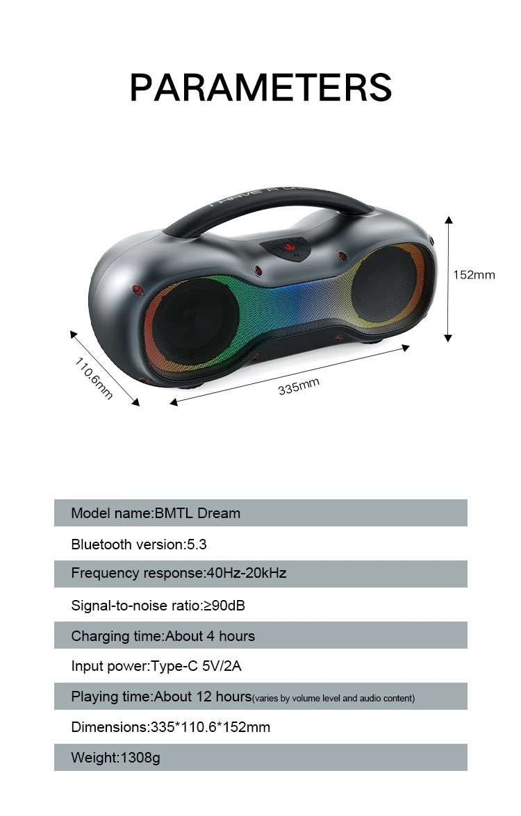 Xdobo BMTL Dream 80W Subwoofer altoparlante Wireless compatibile con Bluetooth altoparlanti Boombox impermeabili per esterni portatili