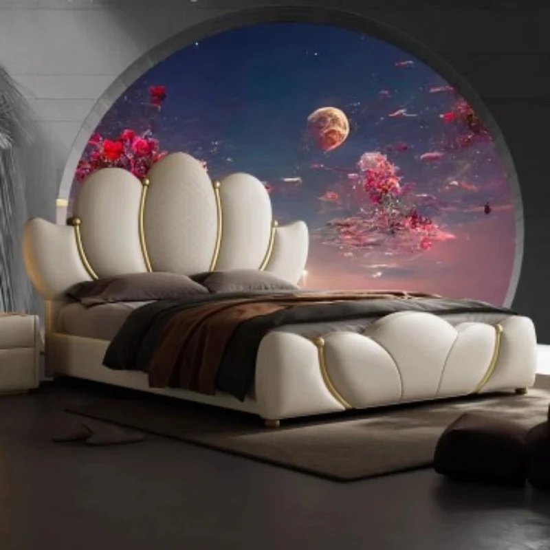 House Frame Double Bed King Size Modern Nordic Luxury Living Room Double Bed Hotel Princess Cama Matrimonial Bedroom Furniture