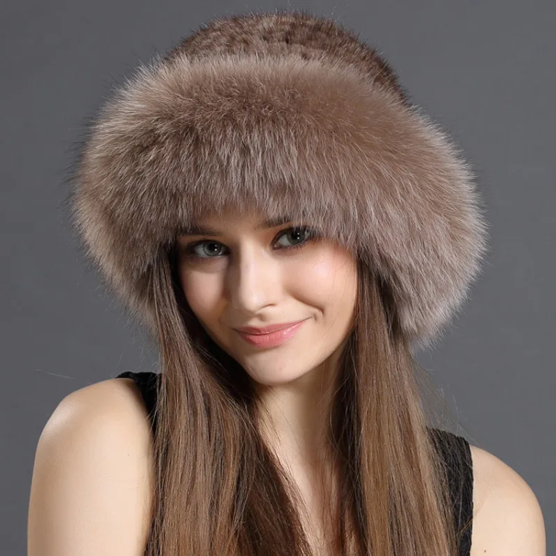 

Mink Hair Woven Fur Hat Fur Hat Fox Hair Autumn and Winter Fashion Trend in Europe and America