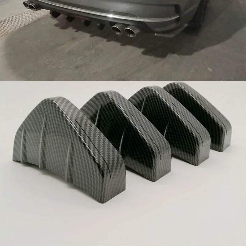 

Universal Carbon Fiber Car Modified Rear Bumper Diffuser Spoiler Black Red ABS Rear Bumper Lip Diffuser Anti-collision 4pcs