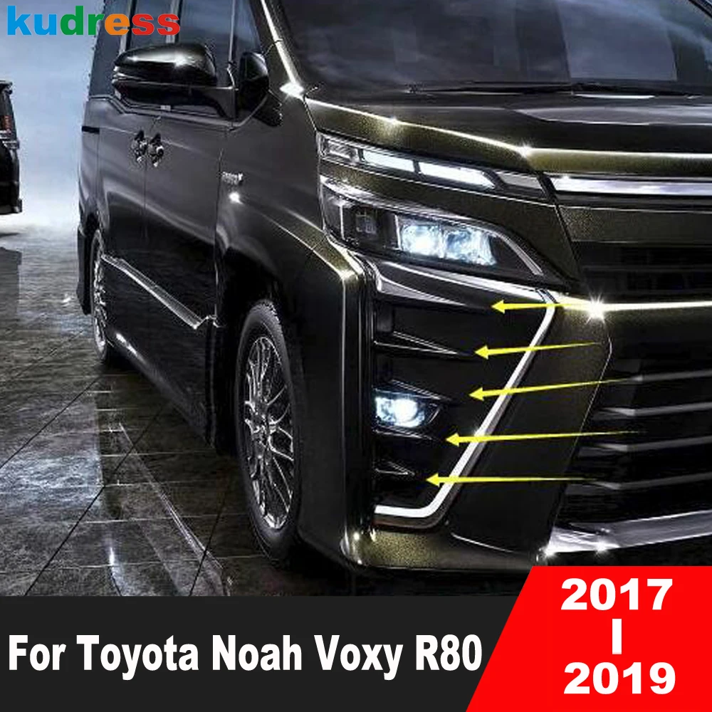 For Toyota Voxy Noah 80 2017 2018 2019 ABS Chrome Car Front Fog Light Lamp Cover Trim Head Foglight Molding Strips Accessories