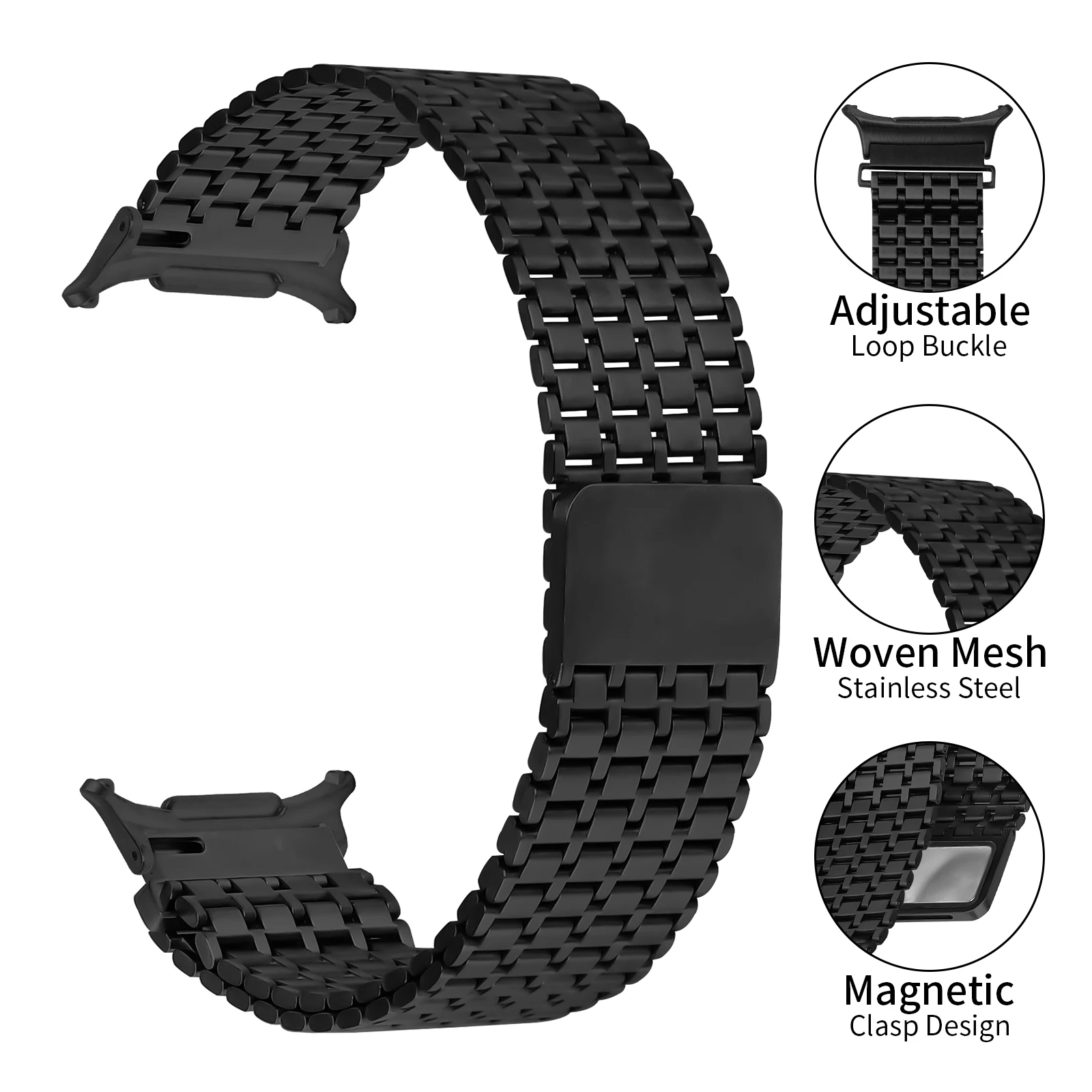 Ремешок для часов из нержавеющей стали подходит для аксессуаров для часов Samsung Ultra 47 мм со сменной конструкцией магнитной петли из девяти бусин
