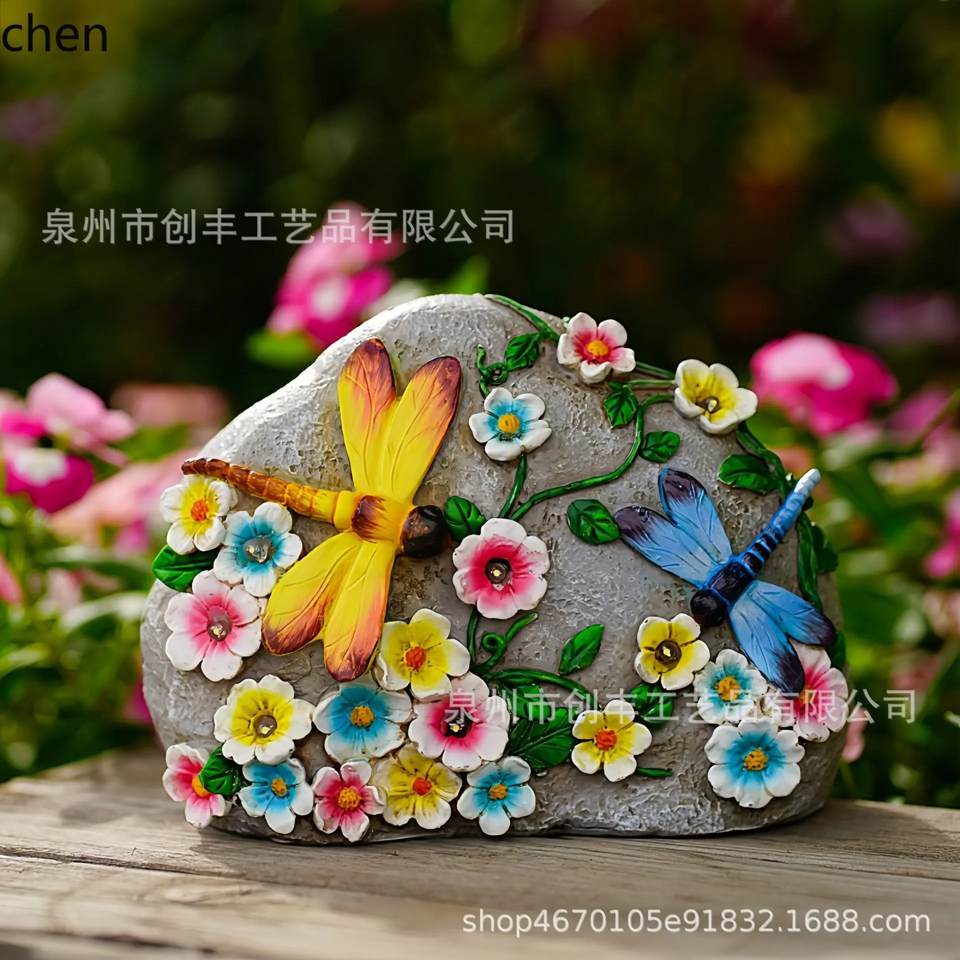 YFY outdoor garden solar hummingbird garden stone ornament patio garden lawn resin crafts