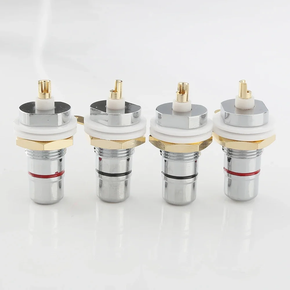 

High Quality 8pcs Audiocrast Rhodium plated RCA Jack Connector Panel Mount Chassis Audio Socket Plug Bulkhead with NUT Solder