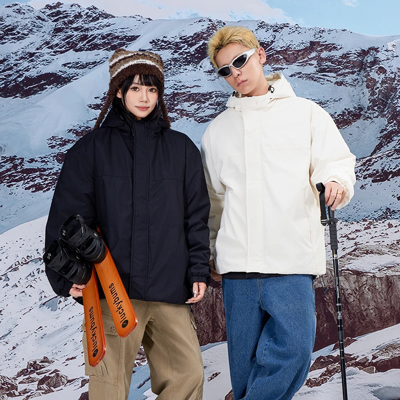 

QIOOO Thiened Hooded Patchwork Cotton Jaet Loose Large Size Faionable Youth ular Long Sve Warm Casual Coat