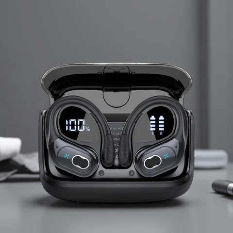 TWS sportowe słuchawki douszne Bluetooth 5.4 HIFI Bass słuchawki bezprzewodowe LED Touch zestaw głośnomówiący słuchawki z redukcją szumów wodoodporny zestaw słuchawkowy