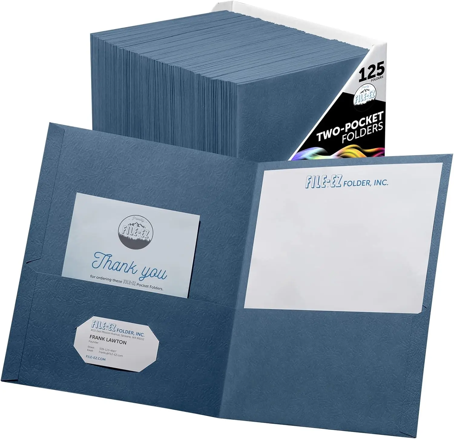 

Two-Pocket Folders, Dark Blue, 125-Pack, Textured Paper for Letter Size Sheets