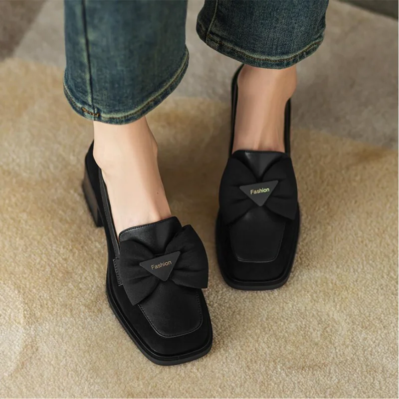 New Women Shoes Autumn Fashion Pumps Bow High Heels Loafers Party Shoes Sexy Pumps PU Leather Oxford Zapatos Ladies Shoes A