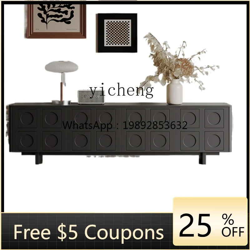 

zzz ZK TV Cabinet Solid Wood Simplicity Retro Style Black Living Room Home Paint Bedroom High TV Cabinet