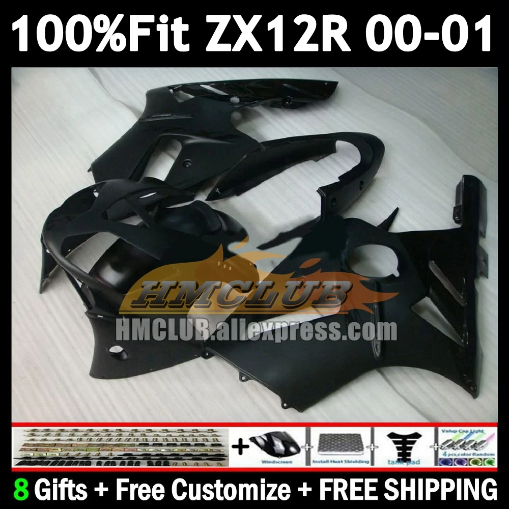 OEM Fairing For KAWASAKI NINJA ZX1200 ZX 12 R 1200 12R 176No.16 1200CC ZX-12R matte black ZX12R 00 01 2000 2001 Injection Body