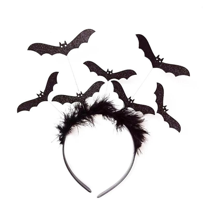 39BC Terrifying Bats Headband Mardi Gras Cosplay Accessories Spooky Bats Headdress