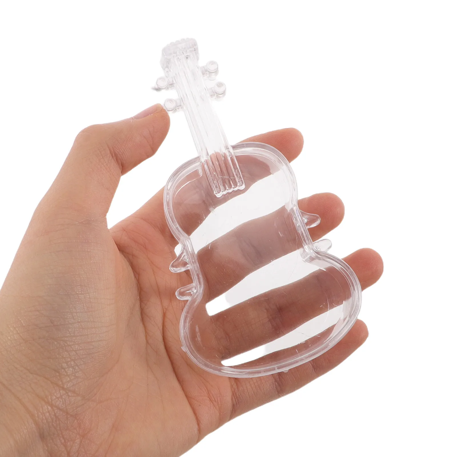 

12 шт. прозрачных пластиковых коробок в форме гитары для конфет, креативные коробки для свадебного декора, подарки для гостей на музыкальную тематическую вечеринку