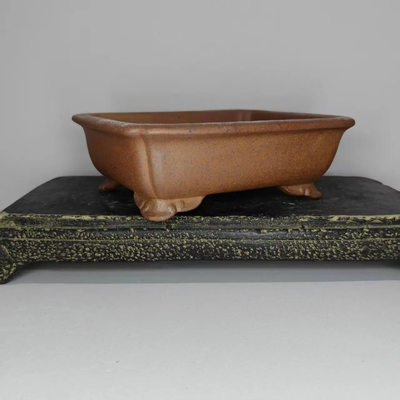 High Quality Rectangle Unglazed Bonsai Pot with Cloud Feet
