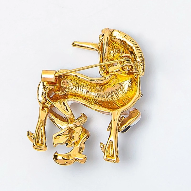 Delicate White Horse Rhinestones Brooch Metal Construction Pin For Coats Or Formal Dresses Everyday Wear Jewelry C71A