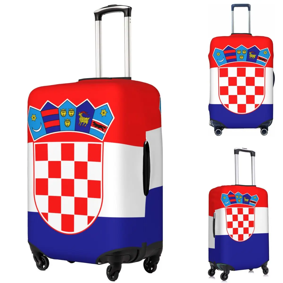 

Croatia Football Flag Suitcase Cover Protection Elastic Trip Luggage Protector Covers for 18-32 Inch