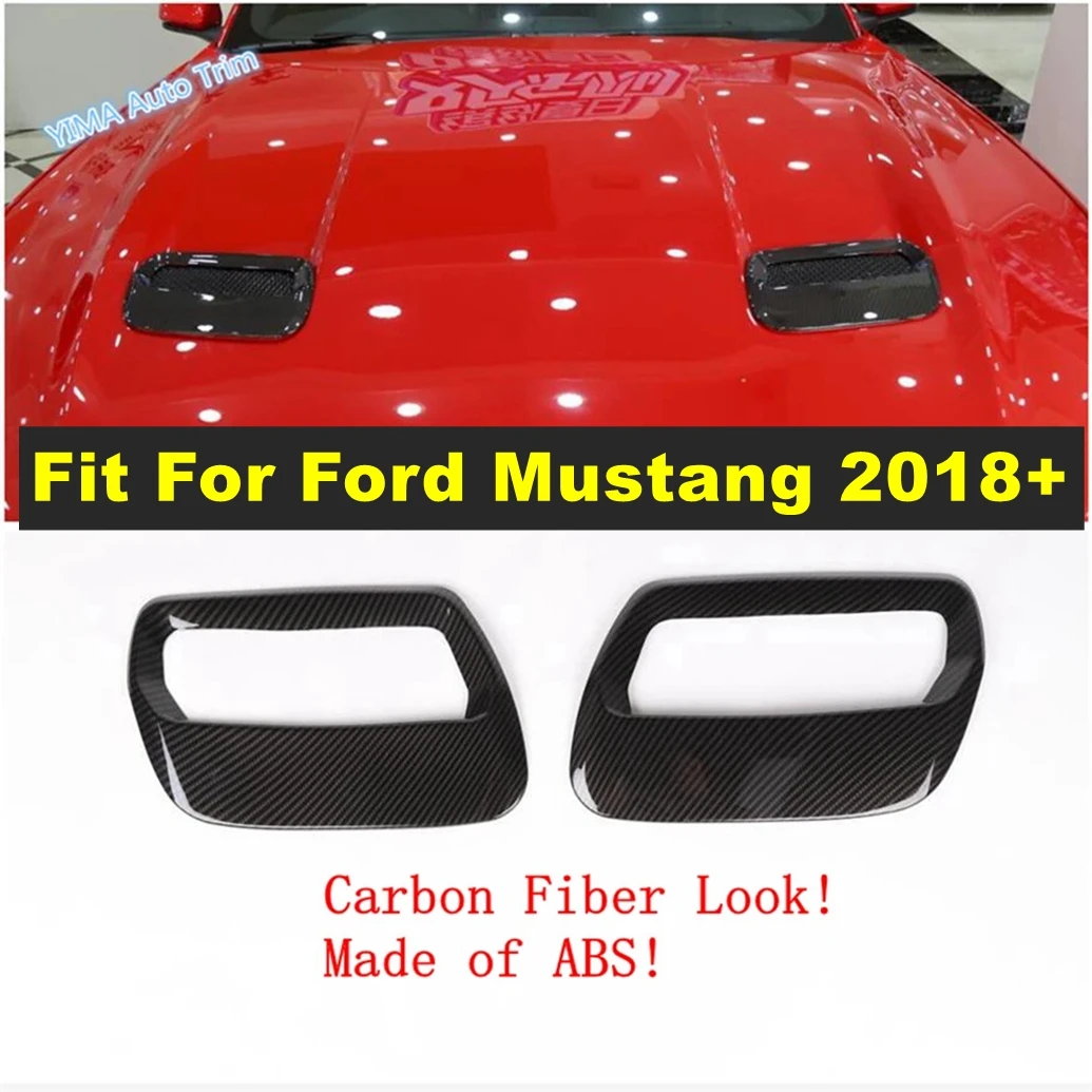 

ABS Car Engine Hood Air Conditioning AC Vent Outlet Cover Trim For Ford Mustang 2018 2019 2020 Carbon Fiber Exterior Accessories