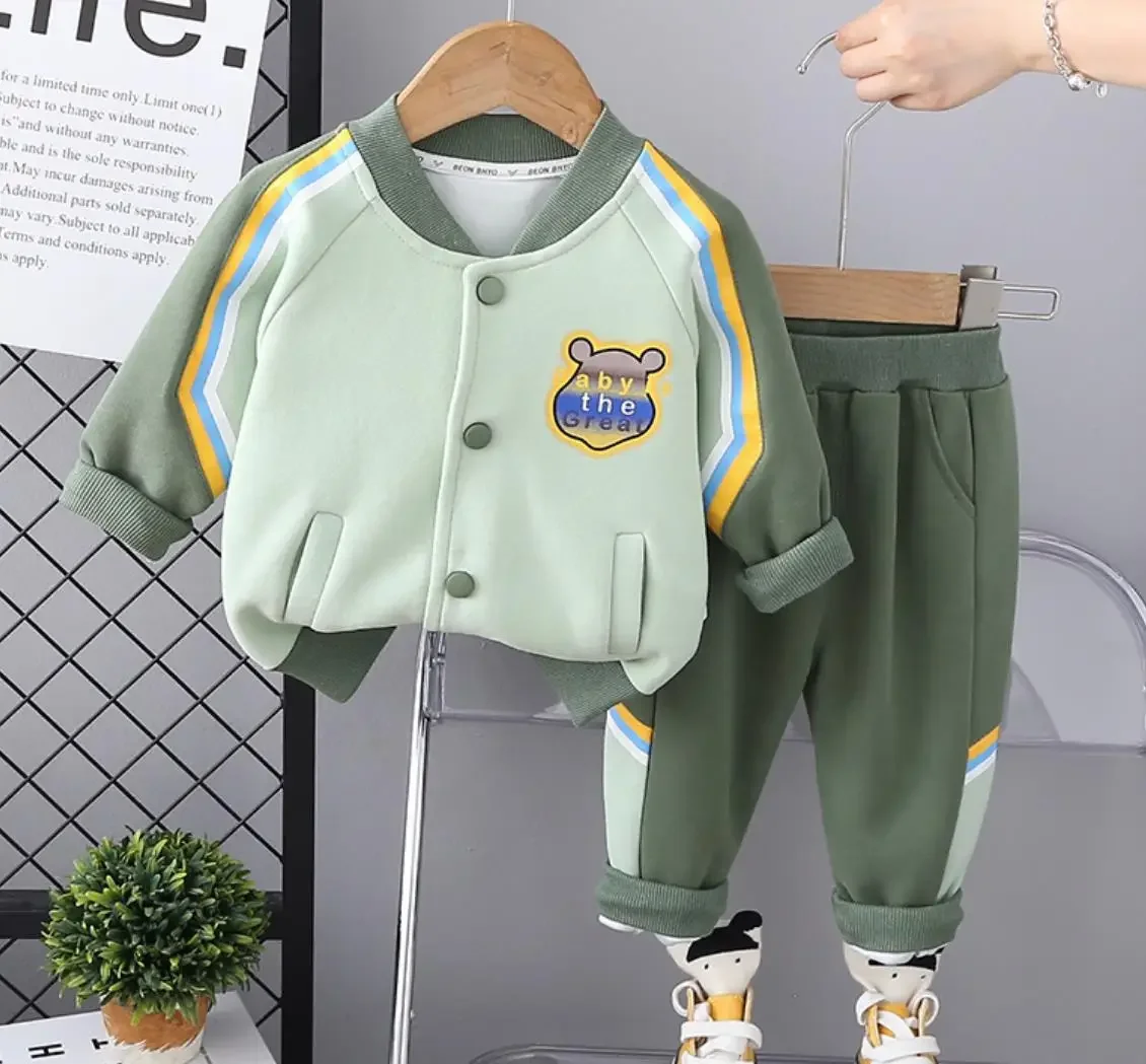 

Toddler Boys Outfits Set Spring Autumn Baby Boy Clothes 1 To 5 Yeras Cartoon Colorful Bear Athleisure Baseball Jackets and Pants