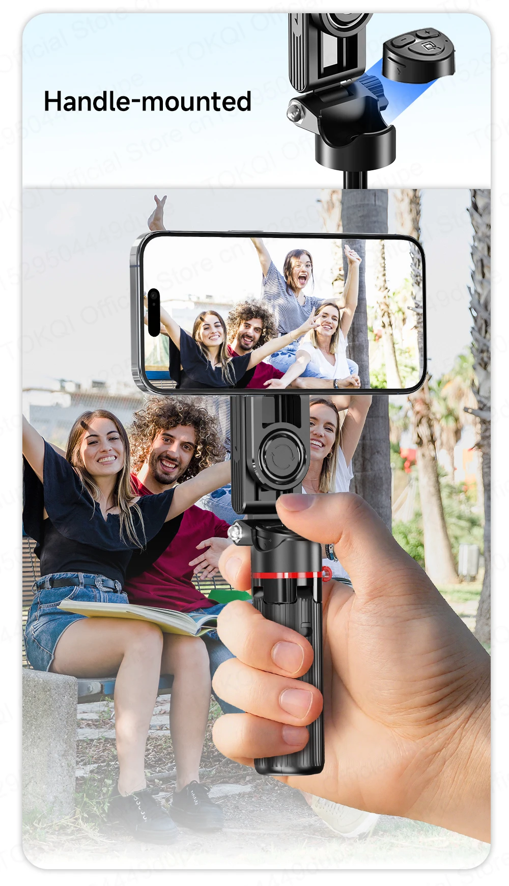 Magnetischer Handyhalter Mini-Selfie-Stick Stativ mit 360°-Einstellung Kabelloser Bluetooth-Fernbedienung für iPhone Android-Telefon Vlog-Aufnahmen – Detail 14