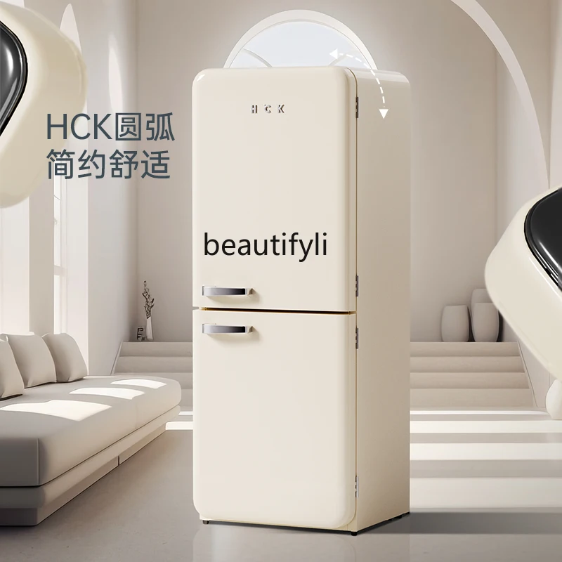 Ice washing and drying set 401LMax double door retro refrigerator + washing and drying wall-mounted washing machine