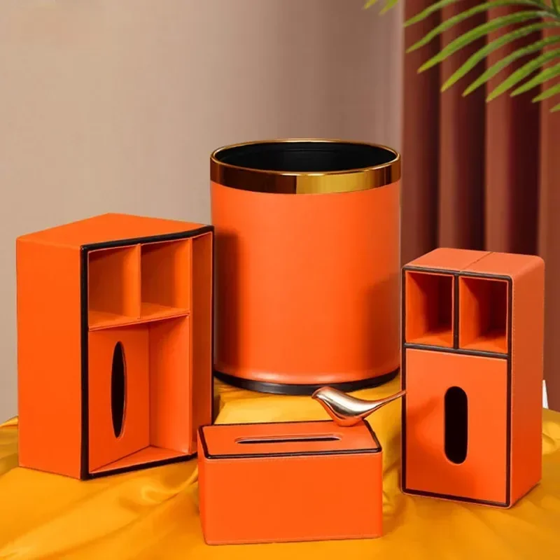 Orange trash can storage bin tissue box living room creative Nordic style ins light luxury high-end net red drawer storage bins