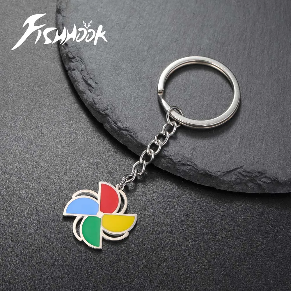 Fishhook Colorful Windmill Keychain For Women Men Kid Child Gift Gold Color Stainless Steel Key Chain Ring Jewelry