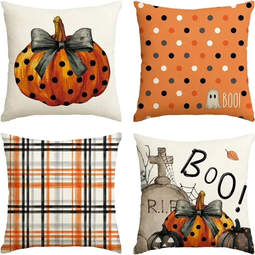 Colorful life Halloween polka dot pumpkin pillowcase home décor interior sofa cushion cover 40X40cm