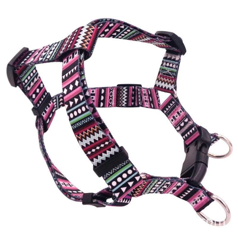 Luxury Designer Dog Harness for Chihuahua Bohemia Print Durable Walking Pet Collar Supplies Medium Big Puppy Leash Accessories