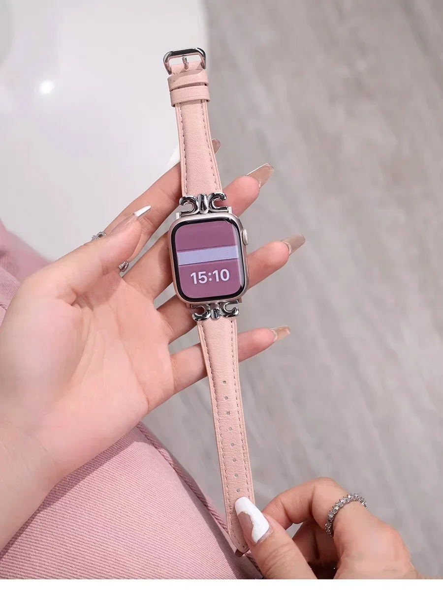 

Усовершенствованная роскошная кожаная петля для Apple Watch, женский ремешок серии S11/10/8/7/6/3/4/5/9 41 мм 38 мм 42 мм 44 мм 40 мм 45 мм 46 мм ремешок