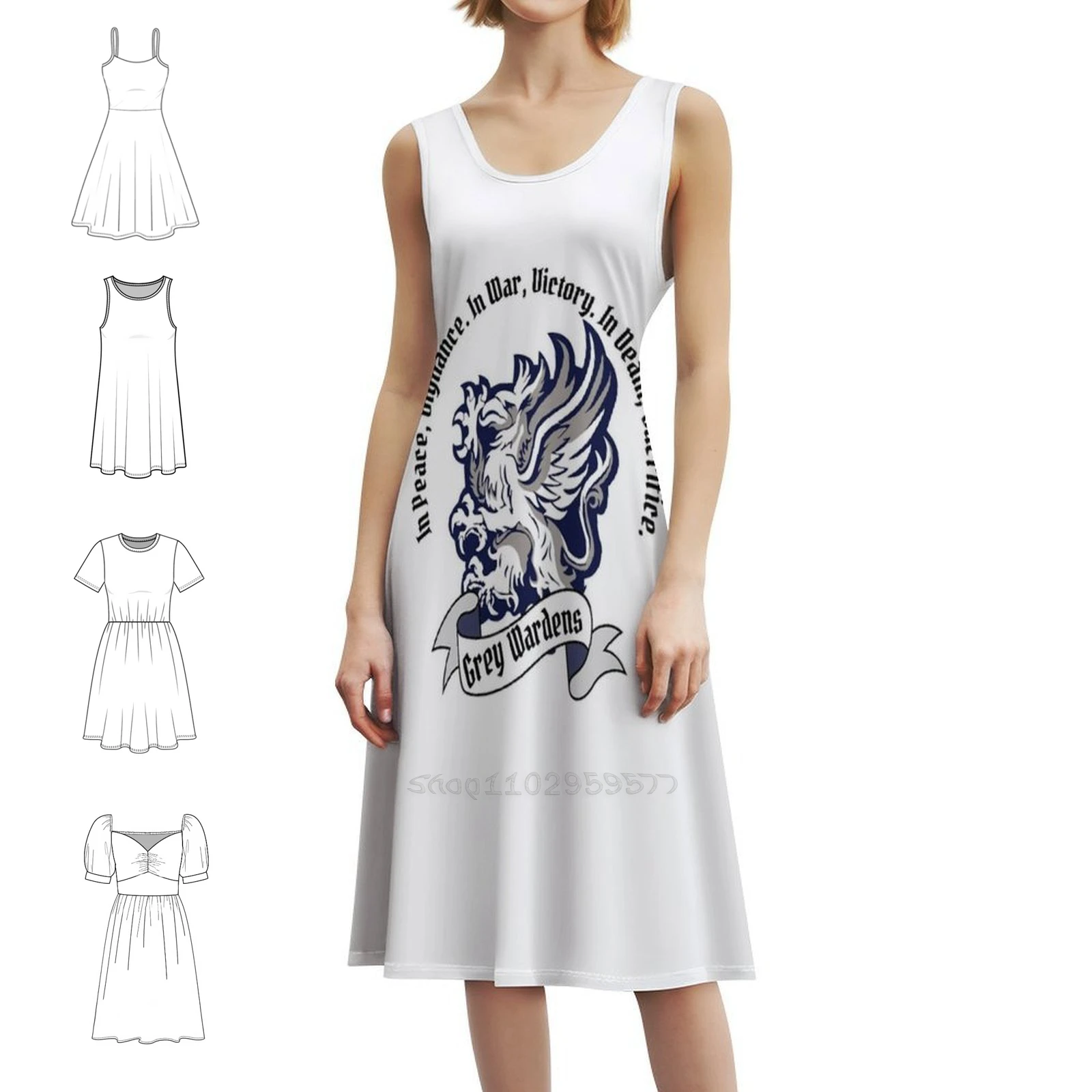 فستان Gray Wardens Dragon Age Origins بشعار وإقتباس بوهو شيك أنيق على الشاطئ وحفلات الزفاف وعصر التنين وعصر التنين