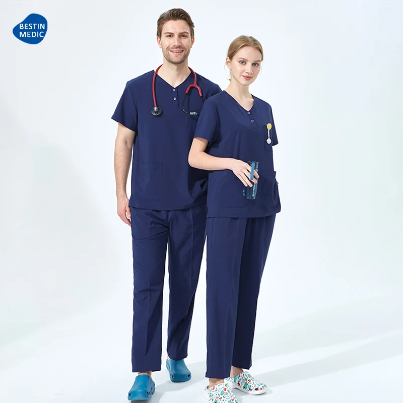 High Quality Medical Scrubs Uniforms Set for Women Doctor Nurses Hospital Uniformes Quirurgicos Mujer Dental Clinic Scrubs S06