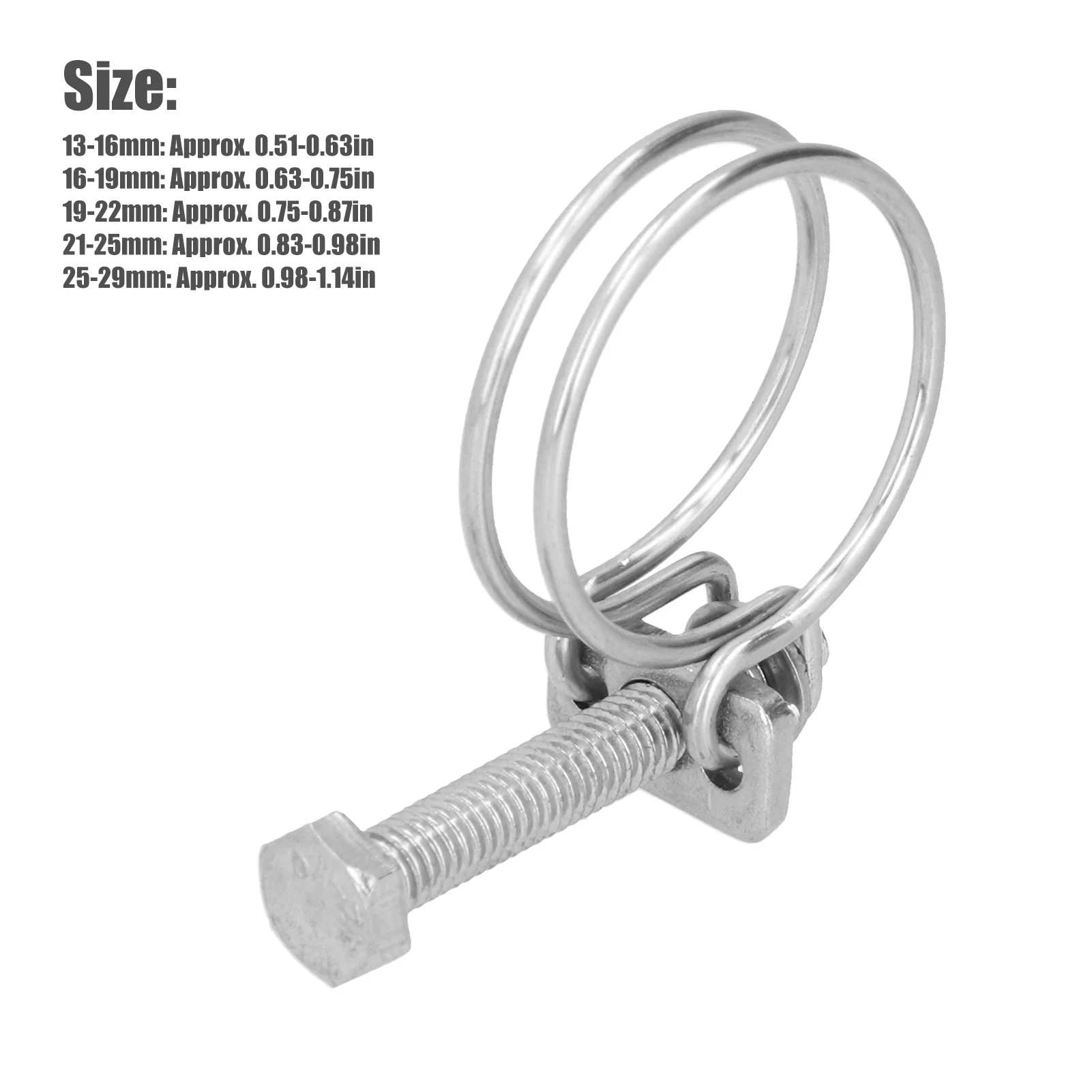 

Adjustable Double Wire Hose Clamp 201 Stainless Steel Anti Corrosion 13-29 Mm Pipe Fittings for Automotive And Engineering