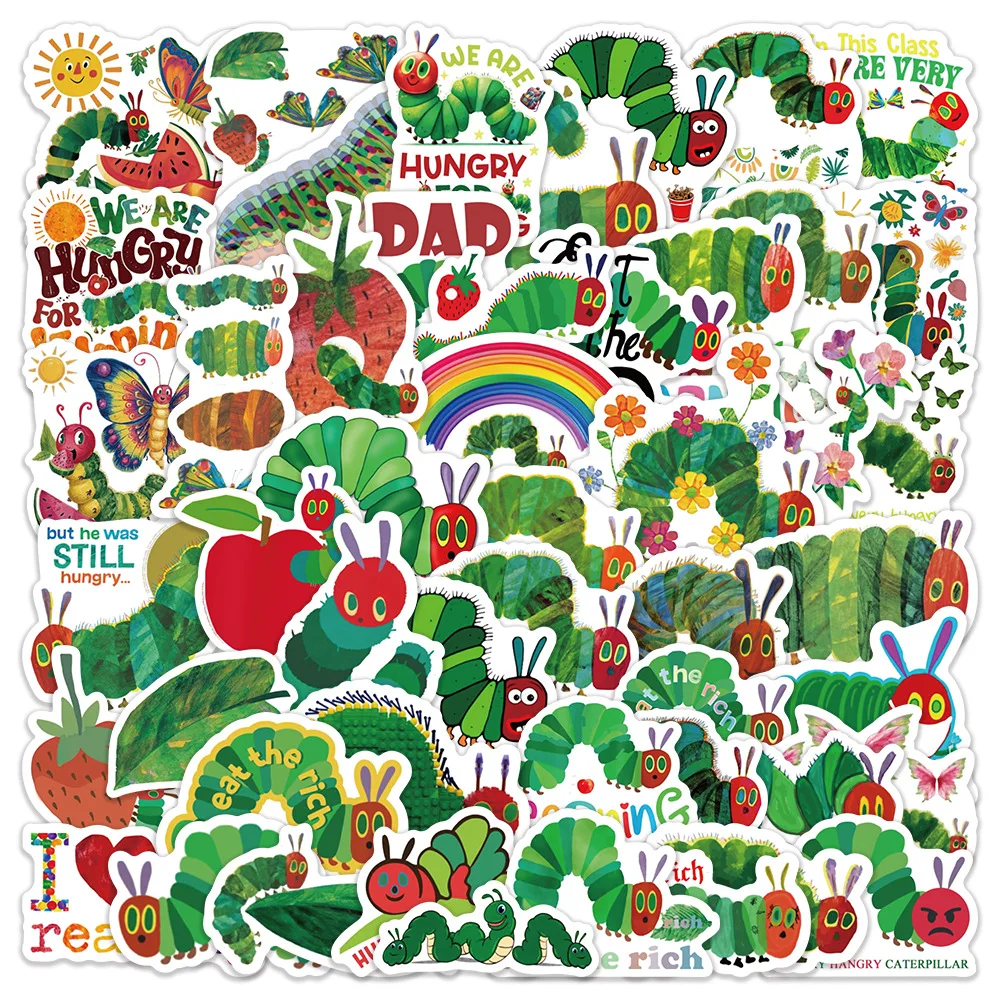 

50PCS Cute Caterpillars Cartoon Doodle Stickers Children's Reward Decal Notebook Phone Scraphbook Waterproof Sticker Kid Toys