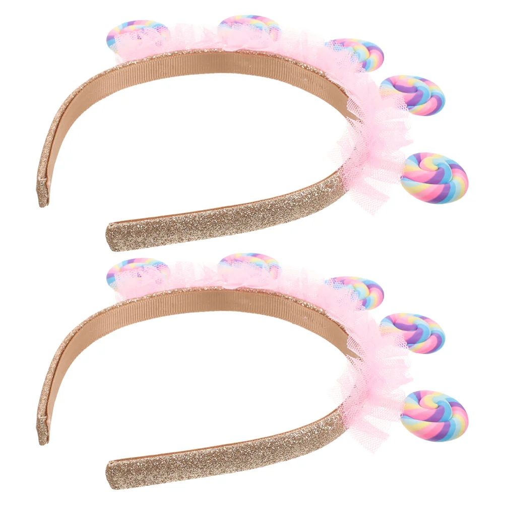 

2 Pcs Lollipop Headband Hair Hoop Creative Themed Headbands for Girls Cute Cartoon Headwears Hoops