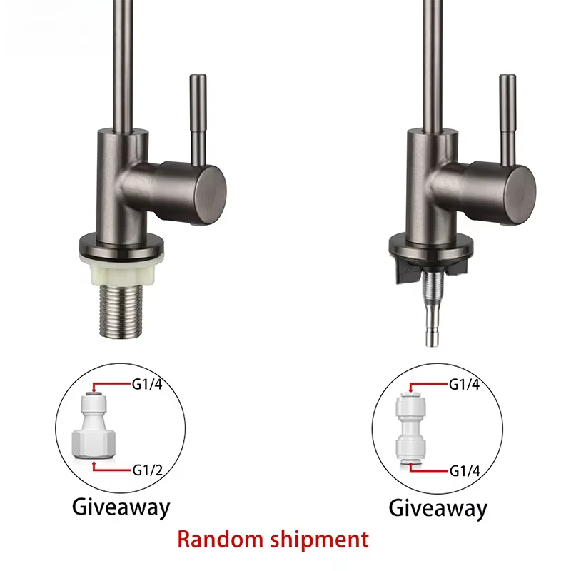 1/4"Kitchen Filtered Faucet Stainless Steel Direct Purifier Direct Drinking Tap Single Cold Water Sink Faucet Black/Brushed