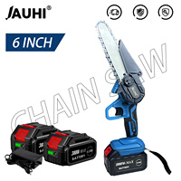 JAUHI Portable 6inch Electric Chainsaw Rechargeable Small Wood Spliting Chainsaw One-handed Woodworking Tool for Garden Tools
