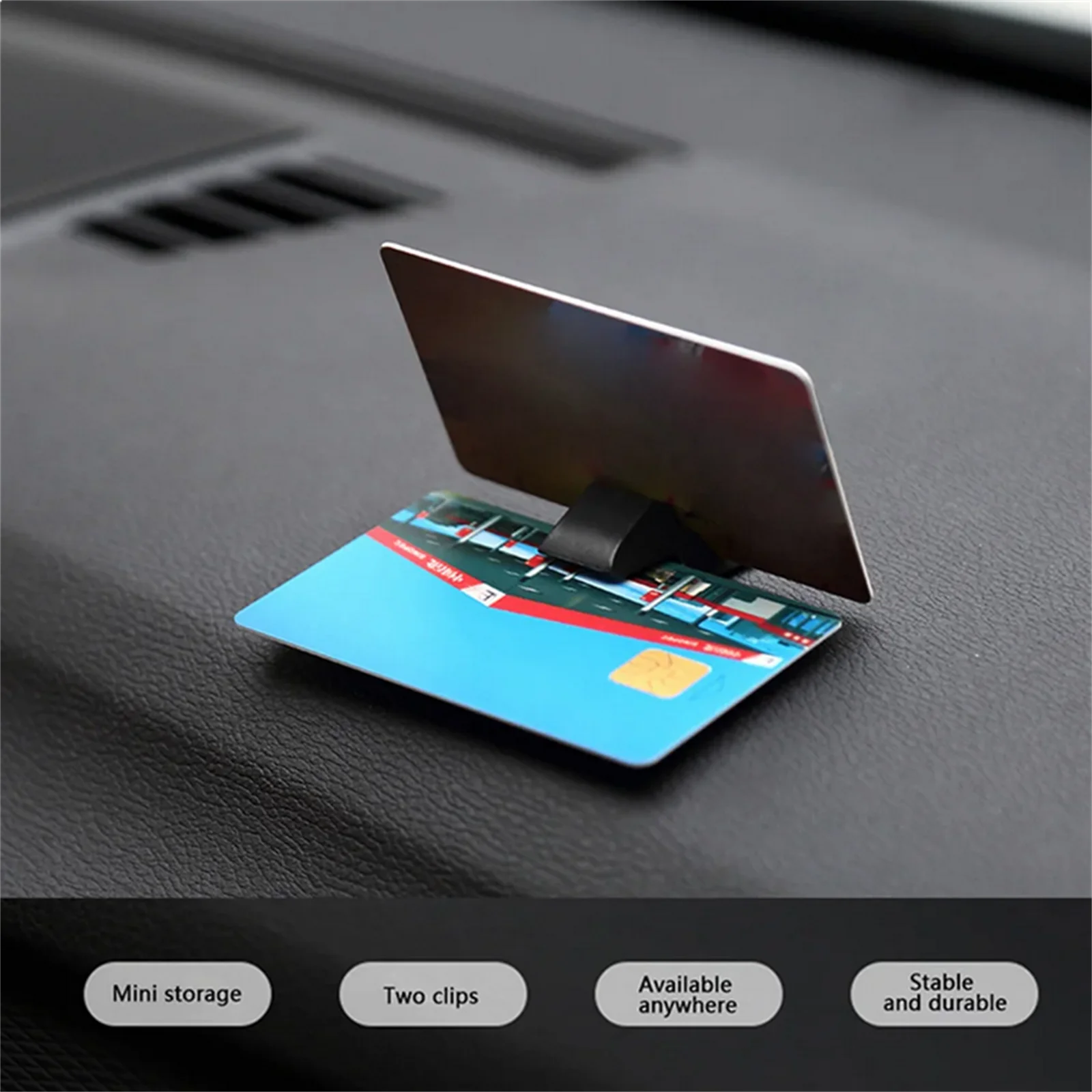 Car Temporary Parking Card Ticket Holder Black Plastic Auto Interior Decoration Bracket Home Office Desktop Card Slot Fixed Clip